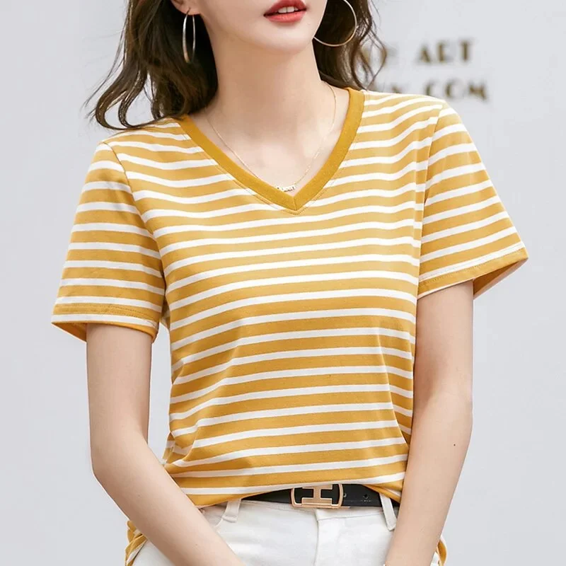 V-NeckYellow Stripe