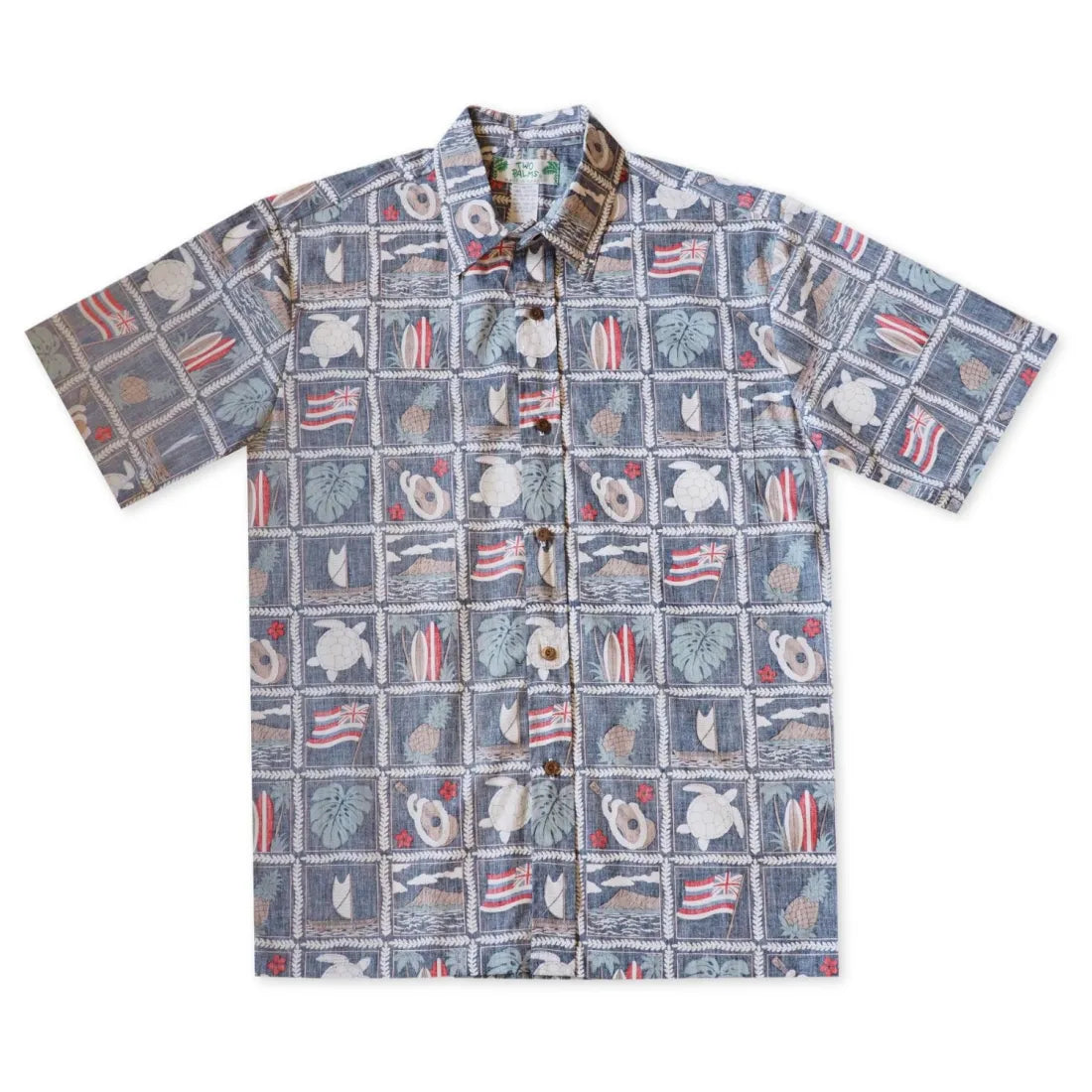 50th State Navy Hawaiian REVERSE Shirt Classic Solid Short Shirt