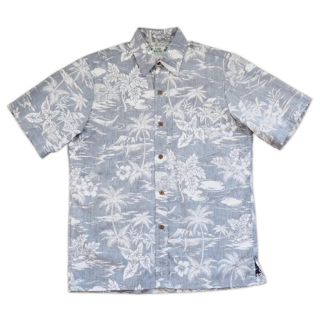 Blue Island Hawaiian REVERSE Shirt Soft Cotton Short Tee