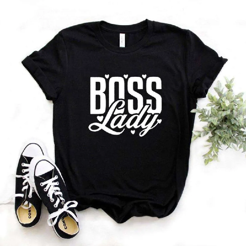 Boss Lady Print Women Tshirts Casual Slouchy Short Sleeve