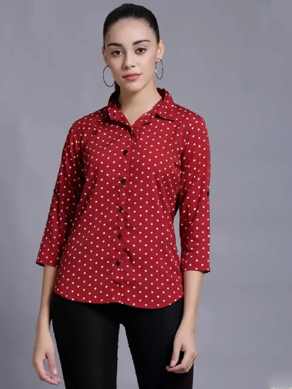 TANDUL  Women Regular Fit Printed Formal Shirt Casual Short Sleeve Top