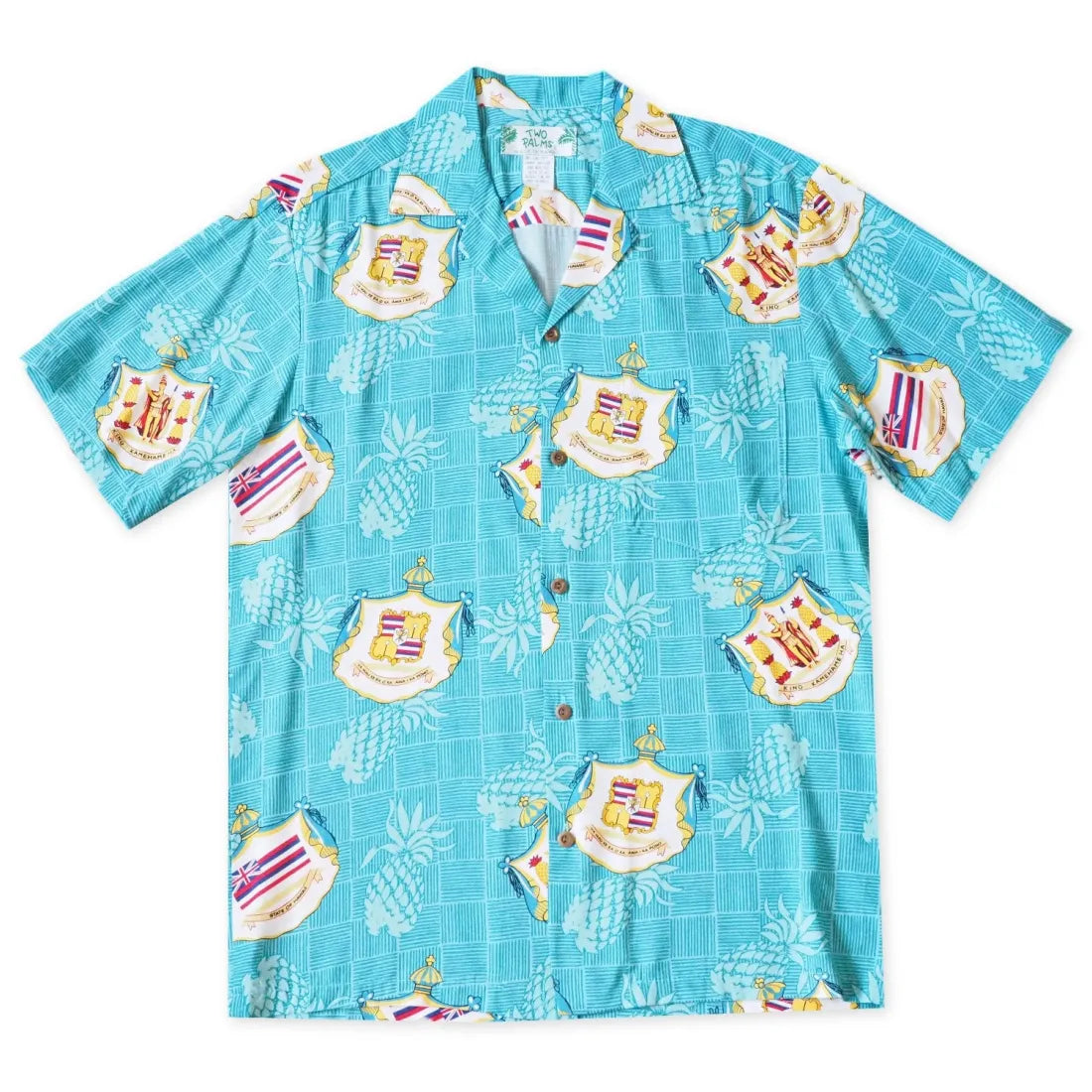 Hawaii Crest Aqua Hawaiian Rayon Shirt Casual Plain Short Shirt