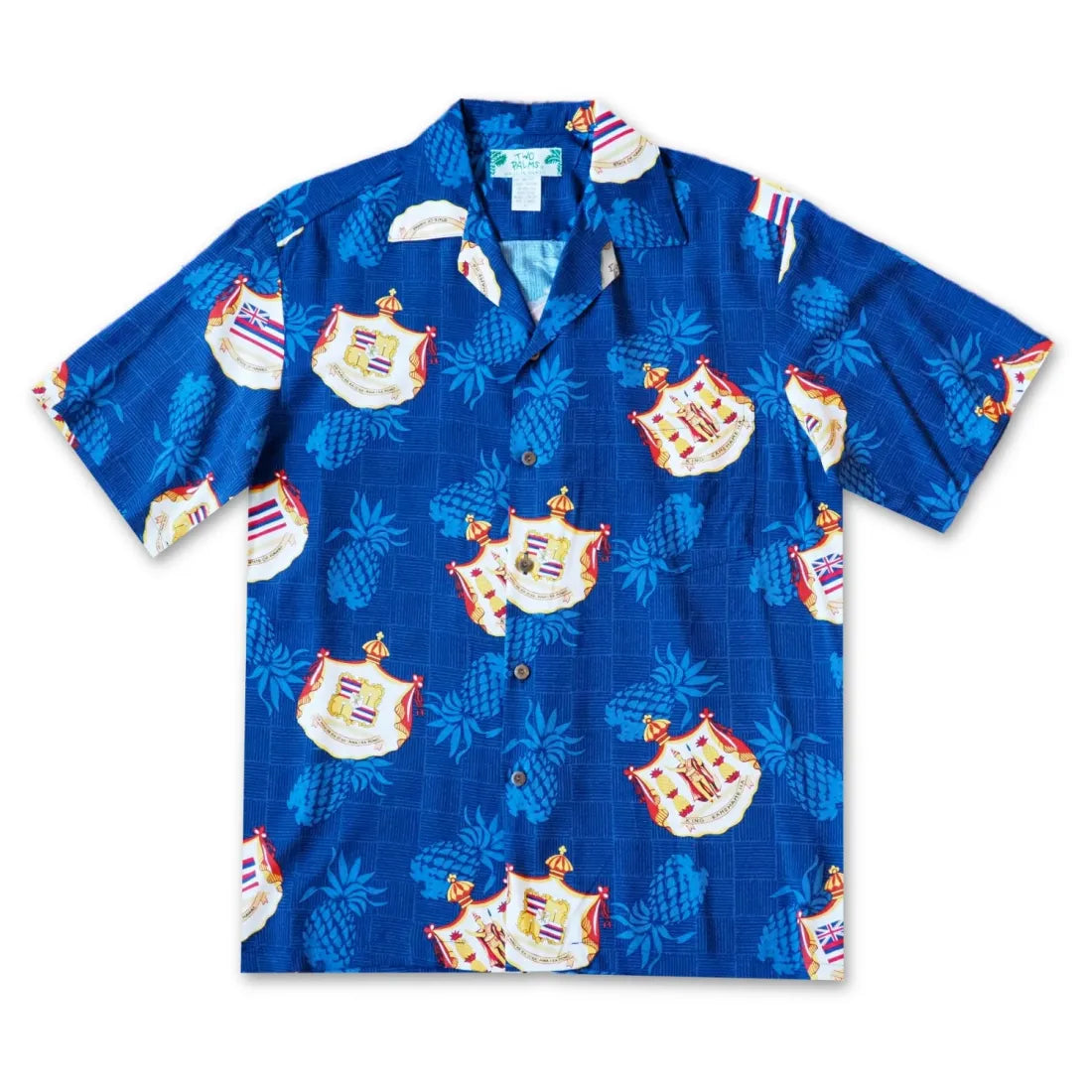 Hawaii Crest Blue Hawaiian Rayon Shirt Stylish Round Neck Shirt