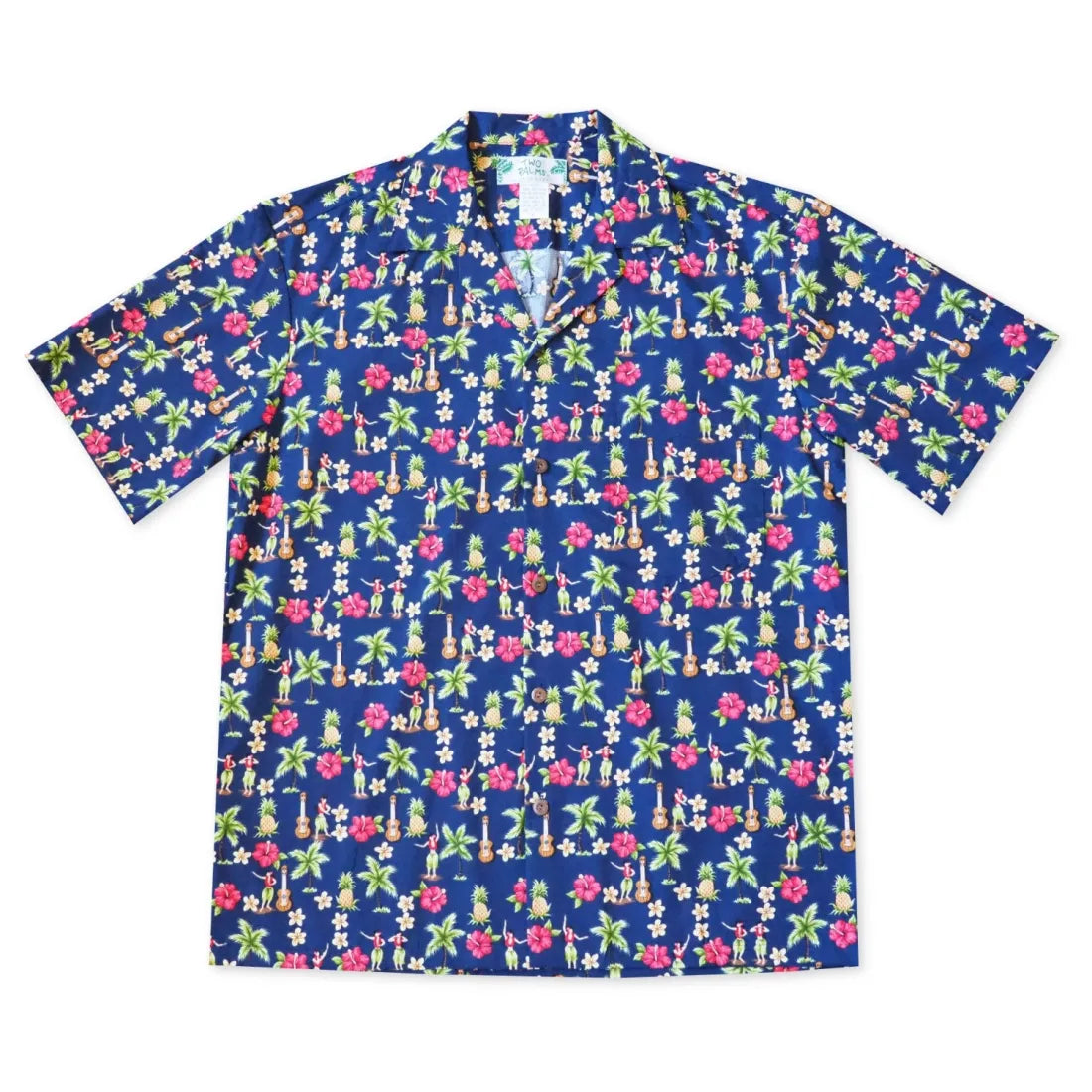 Hula Dream Blue Hawaiian Cotton Shirt Soft Cotton Short Shirt