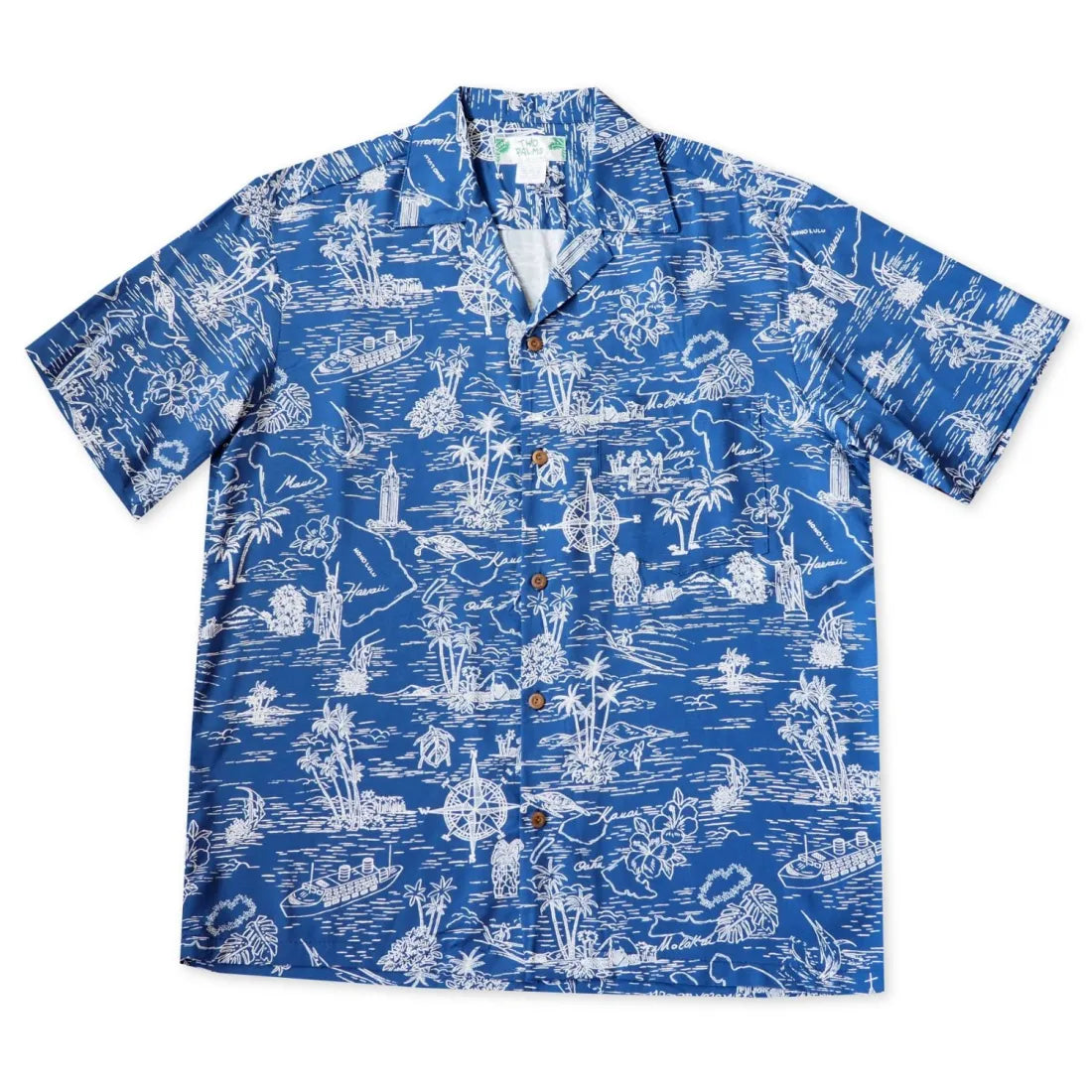 Island Cruise Blue Hawaiian Rayon Shirt Casual Plain Short Shirt