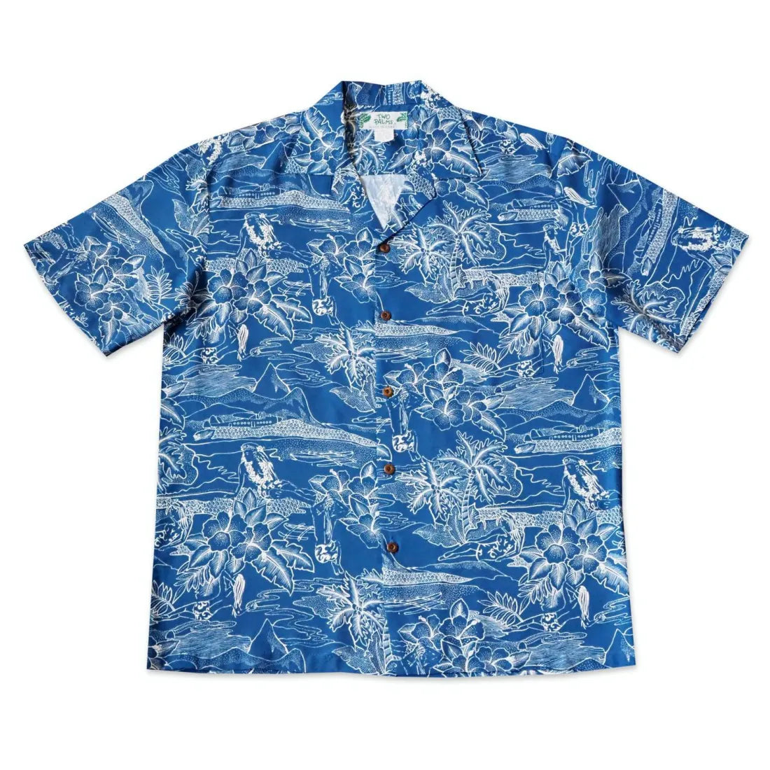 Island Hop Blue Hawaiian Rayon Shirt Soft Flowing Short Shirt