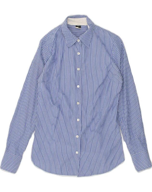 J. CREW Womens Shirt UK 6 XS Blue Striped Cotton Cozy Printed Short Shirt