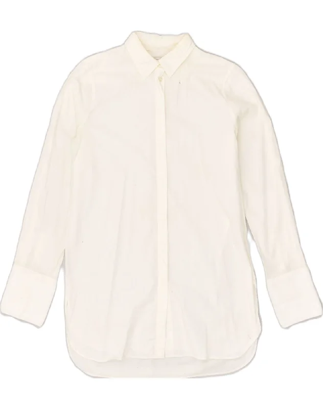 J. CREW Womens Shirt US 4 Small White Cotton Stylish Split-Hem Short Shirt