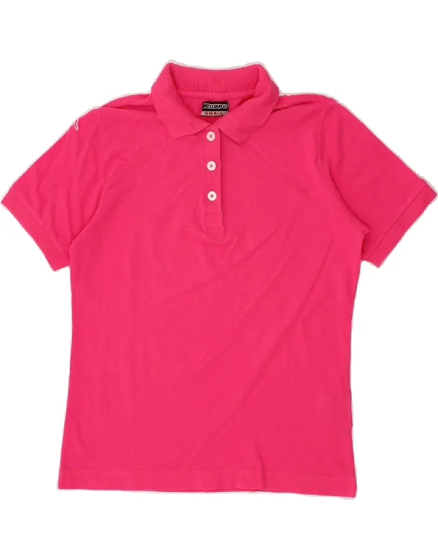 KAPPA Womens Polo Shirt UK 10 Small Pink Cotton Trendy Tie-Front Short Shirt