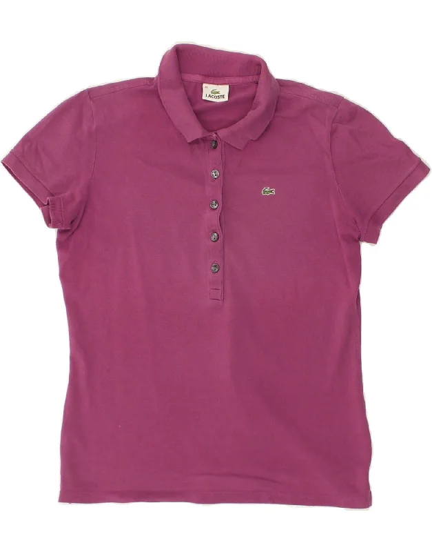 LACOSTE Womens Polo Shirt Size 44 Large Pink Cotton Casual Loose Short Sleeve