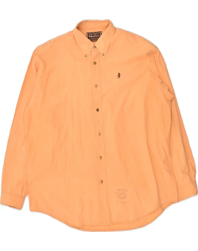 MARLBORO CLASSICS Womens Shirt UK 20 2XL Orange Cotton Cozy Summer Short Shirt