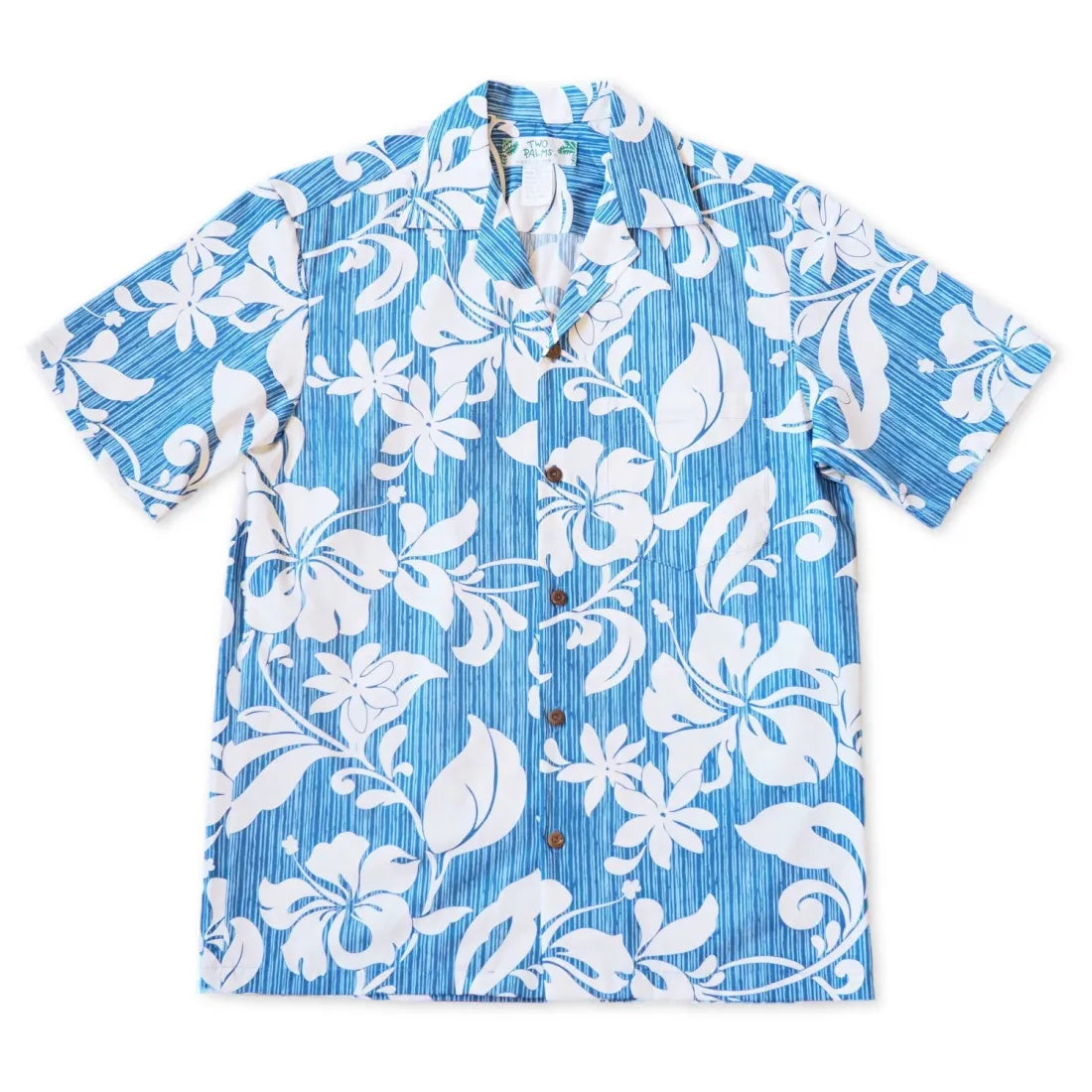 Nanakuli Blue Hawaiian Cotton Shirt Stylish Split-Hem Short Shirt