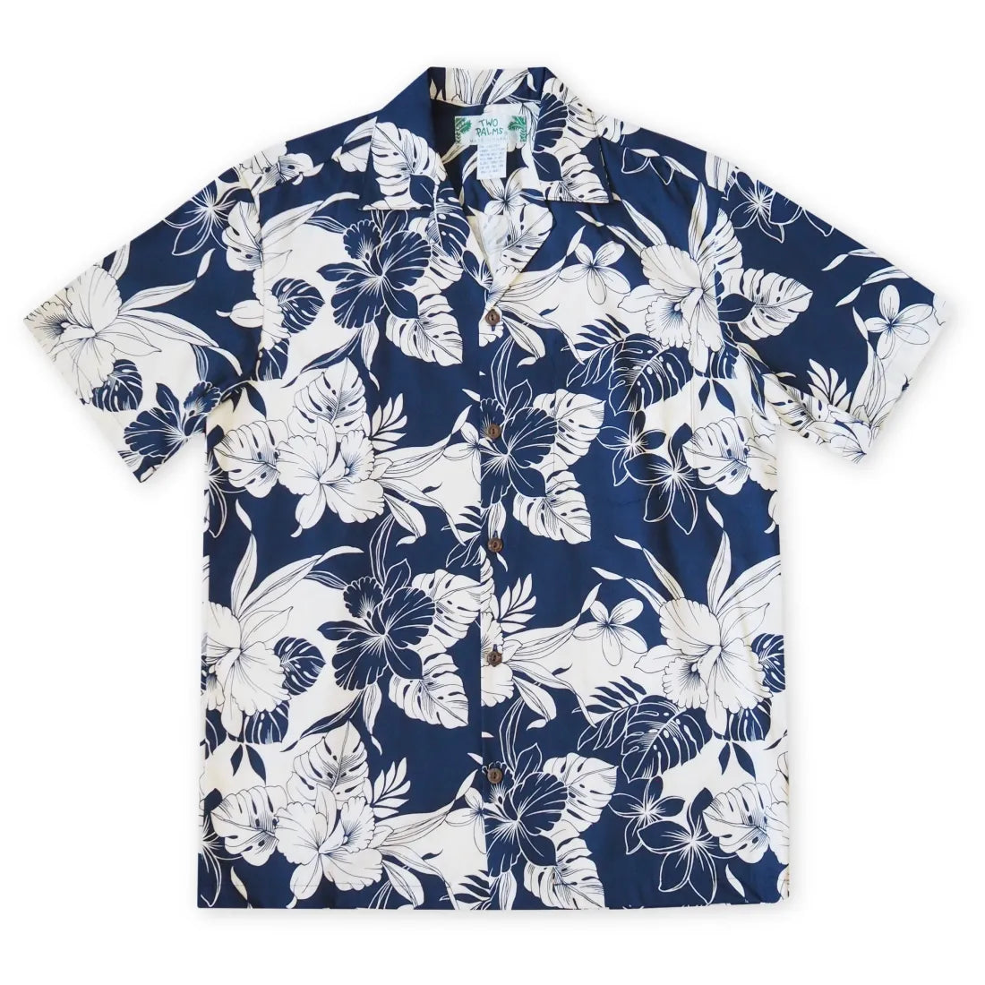 Orchid Blast Blue Hawaiian Cotton Shirt Trendy Short Sleeve Blouse