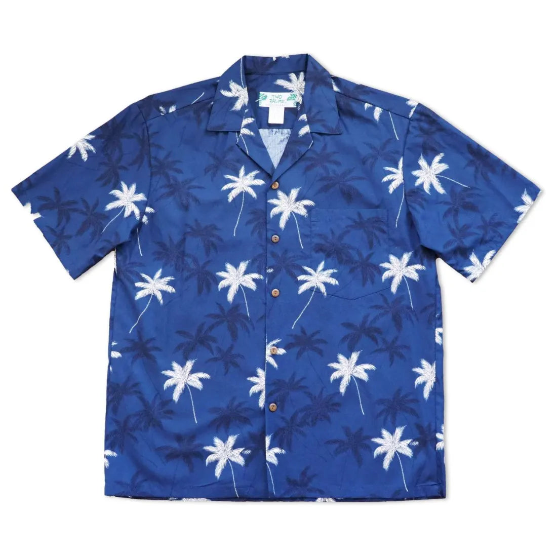 Palm Beach Blue Hawaiian Cotton Shirt Comfortable Summer Short Shirt