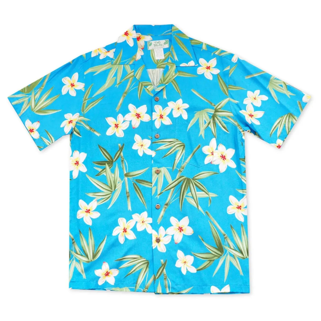 Pipiwai Blue Hawaiian Rayon Shirt Classic Button-Up Short Tee