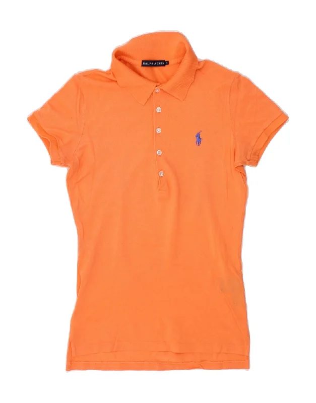 RALPH LAUREN Womens Polo Shirt UK 10 Small Orange Cotton Stylish Casual Short Tee