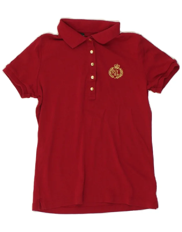 RALPH LAUREN Womens Polo Shirt UK 10 Small Red Cotton Classic Basic Short Shirt