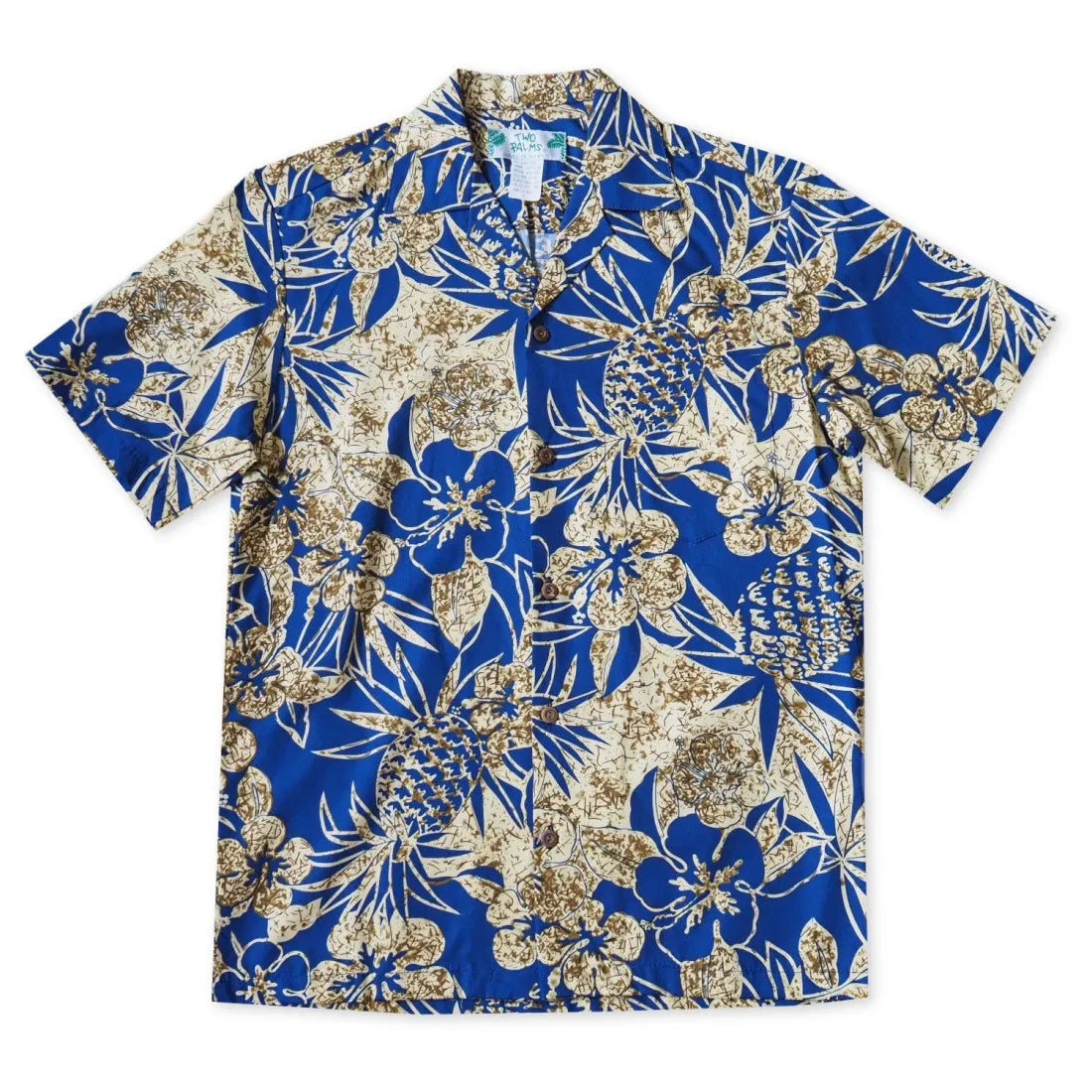 Sweet Pineapple Blue Hawaiian Cotton Shirt Trendy Print Short Sleeve