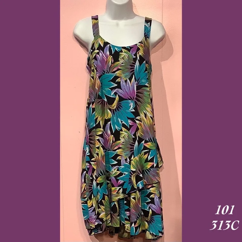 Rainbow Jo Floral Print Sundress Floral Tiered Midi Dress -101 - 313C Stylish Animal Print Midi Dress