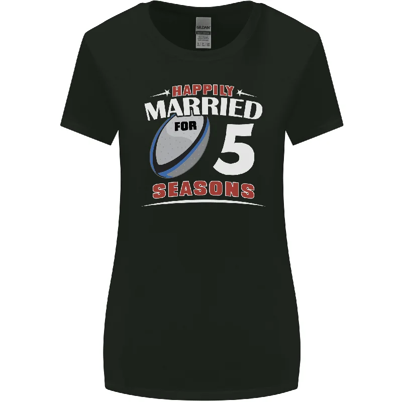 5 Year Wedding Anniversary 5th Rugby Womens Wider Cut T-Shirt Houndstooth Herringbone Solid