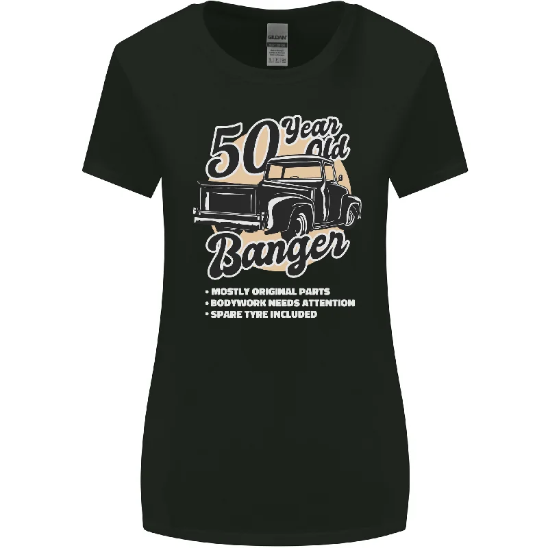 50 Year Old Banger Birthday 50th Year Old Womens Wider Cut T-Shirt Sequined Glittery Shiny