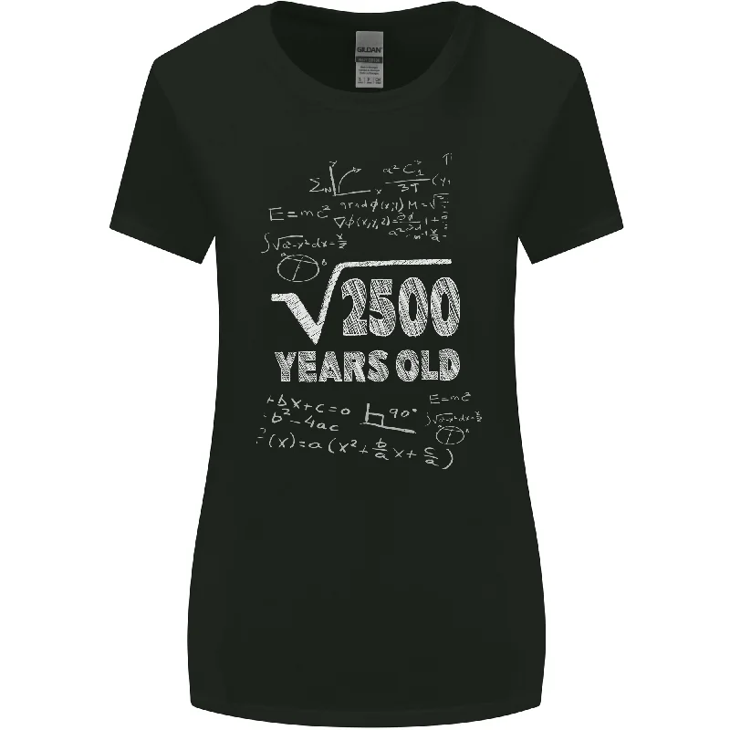 50th Birthday 50 Year Old Geek Funny Maths Womens Wider Cut T-Shirt Satin Fabric Silk Fabric Chiffon Fabric