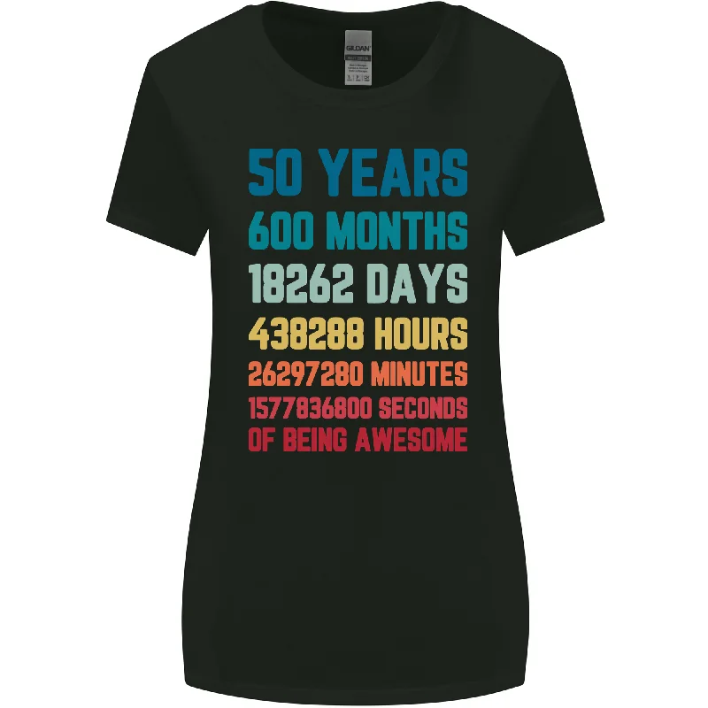 50th Birthday 50 Year Old Womens Wider Cut T-Shirt Terry Blend Velvet Blend Canvas Blend