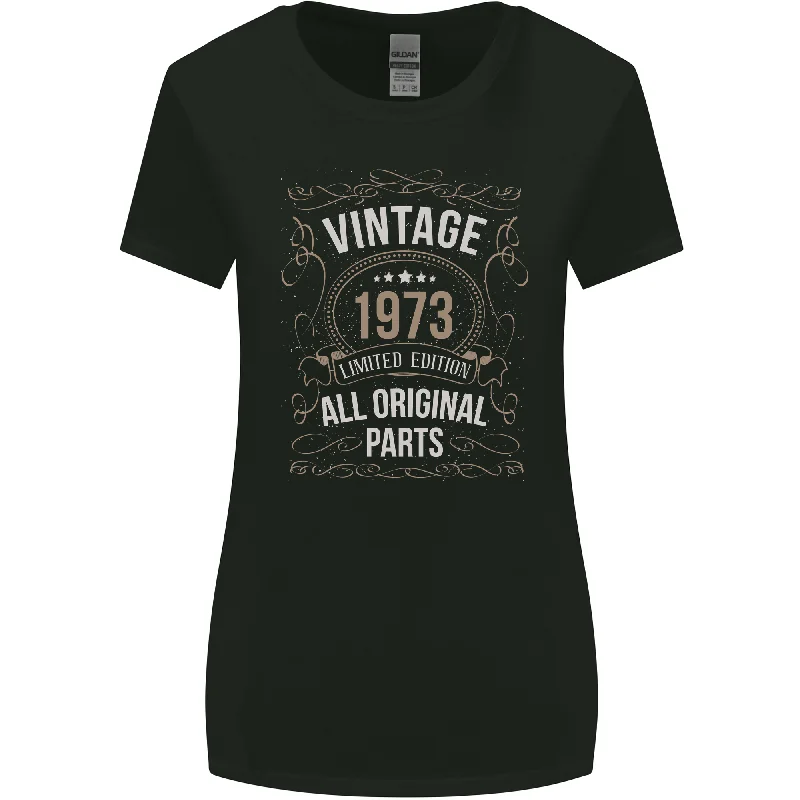 50th Birthday Limited Edition 1973 Womens Wider Cut T-Shirt Spandex Blend Rayon Blend Denim Blend