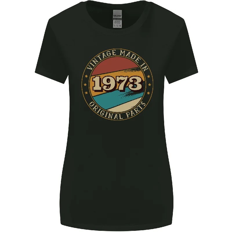 50th Birthday  Vintage Made In 1973 Womens Wider Cut T-Shirt Thin T-Shirt Open Front Quick Dry