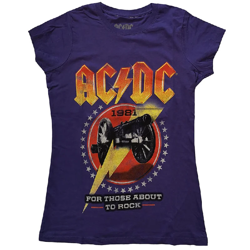 AC/DC Ladies T-Shirt: For Those About To Rock '81 Faux Fur Fabric Real Fur Fabric Shearling Fabric