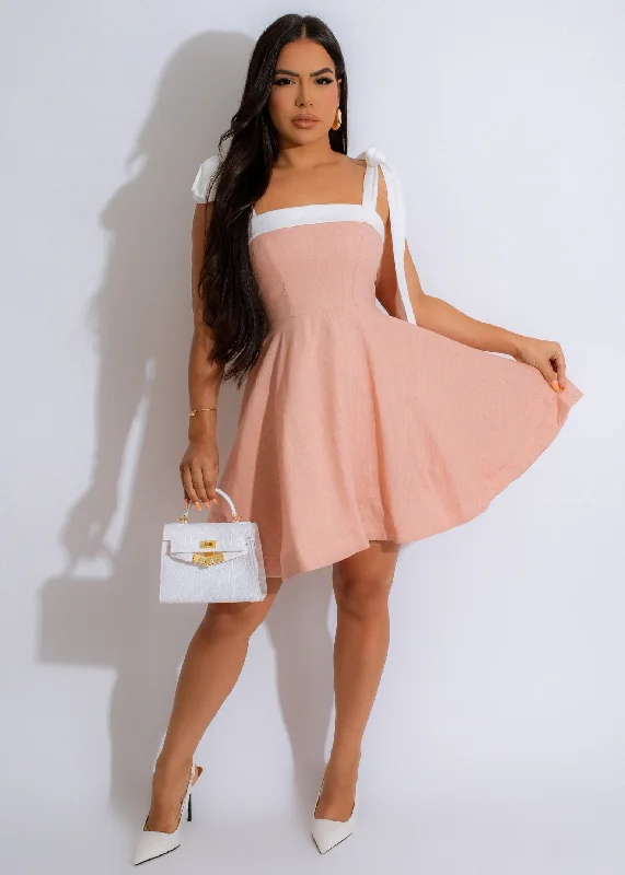 All For Me Linen Mini Dress Pink Classic Casual Mini Dress