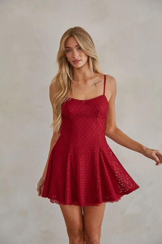 Betty Lace Fit and Flare Mini Dress Trendy Bodycon Mini Dress