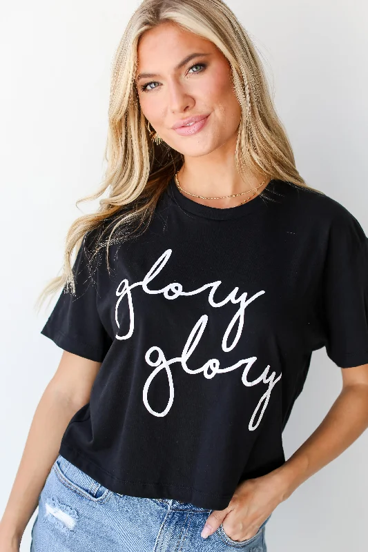 Black Glory Glory Cropped Tee Rayon Velvet Corduroy