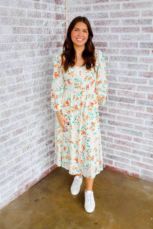 Bloom Brigade Button Down Midi Dress Stylish Off-Shoulder Ruffle Dress