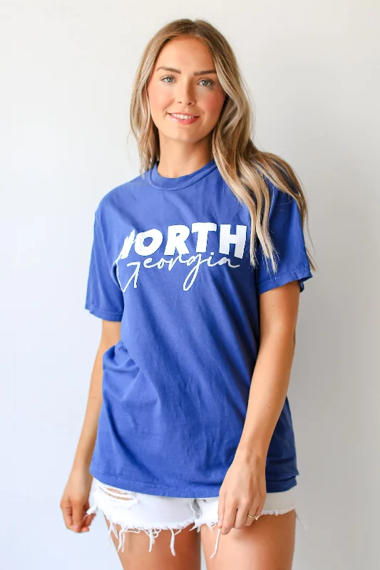 Blue North Georgia Script Tee Cotton Fabric Linen Fabric Terry Fabric