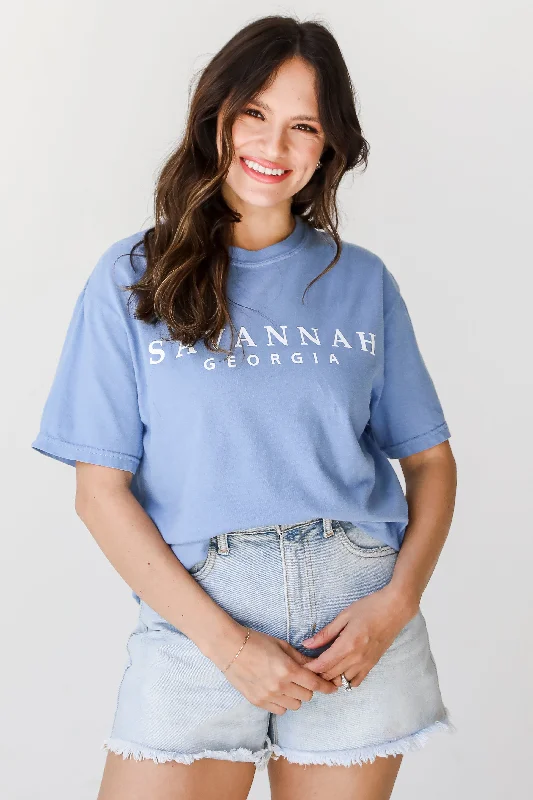 Blue Savannah Georgia Tee Polka Dot Checkered Tartan