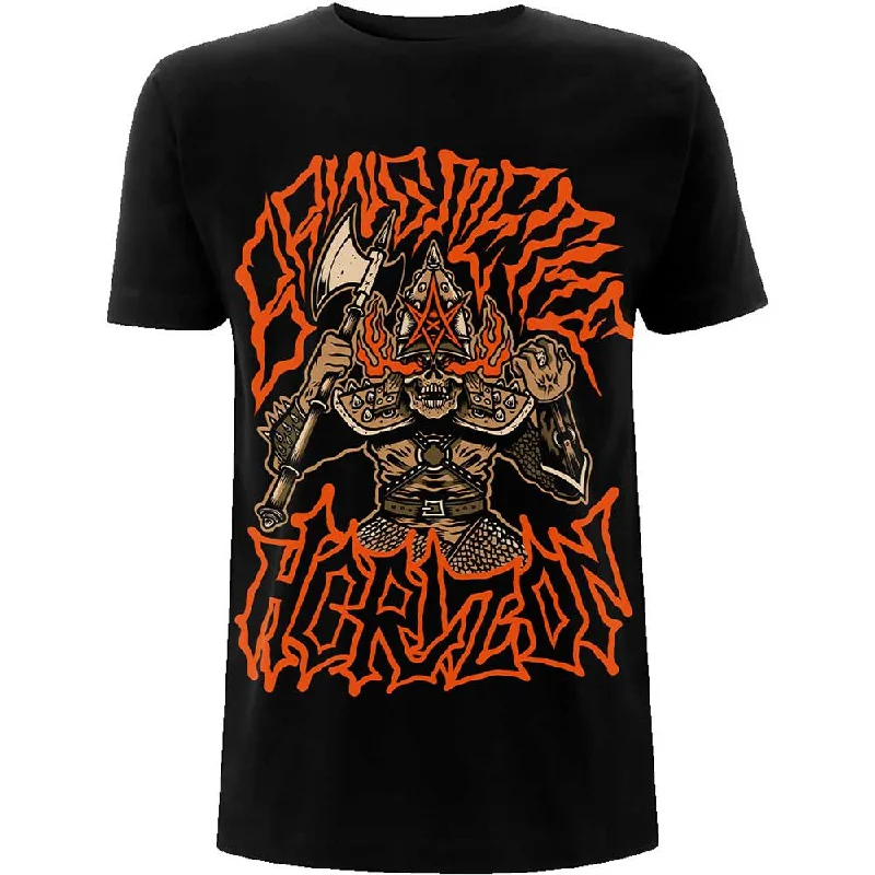 Bring Me The Horizon | Official Band T-Shirt | Warrior (Back Print) Ribbed Striped Patterned