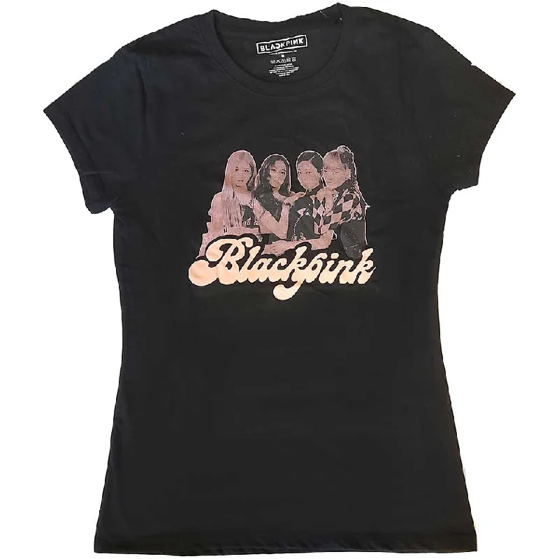 BlackPink Ladies T-Shirt: Photo Solid Color Striped Floral