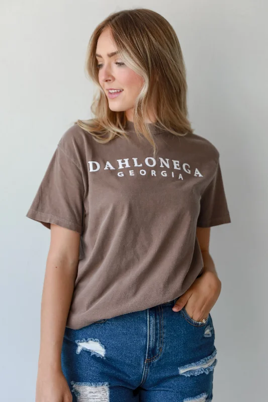 Brown Dahlonega Georgia Block Letter Tee Faux Fur Fabric Real Fur Fabric Shearling Fabric