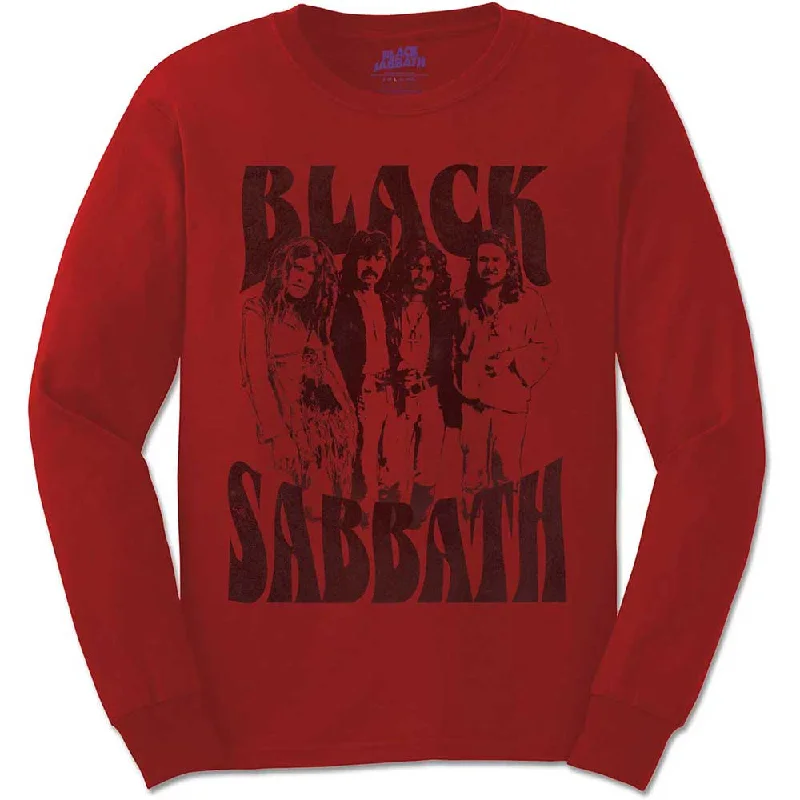 Black Sabbath Unisex Long Sleeve T-Shirt: Band and Logo Front Pockets Side Pockets Patch Pockets