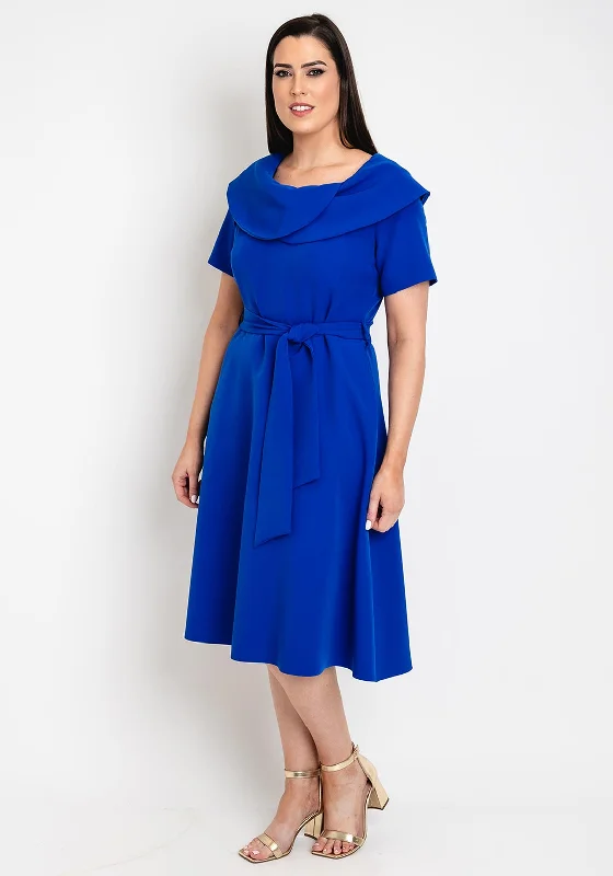 Coco Dolls Hasta Collar Midi Dress, Royal Blue Fashionable One-Shoulder Midi Dress