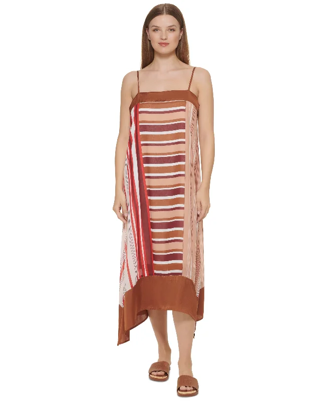 DKNY Womens Printed Midi Dress Trendy Midi Dress with Belt