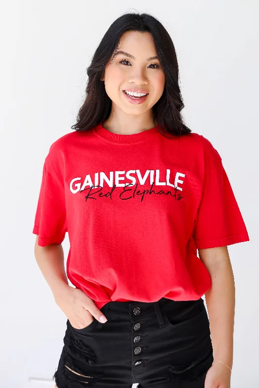 Gainesville Red Elephants Tee Front Pockets Side Pockets Patch Pockets