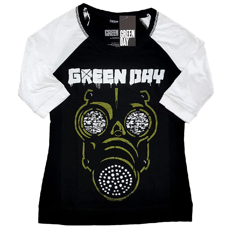 Green Day Ladies Raglan T-Shirt: Green Mask Elegant Classic Vintage