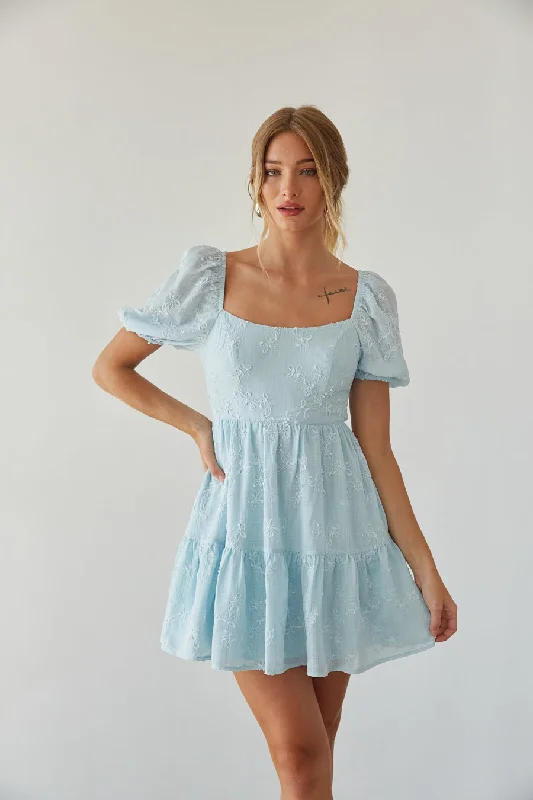 Hayden Puff Sleeve Babydoll Mini Dress Fashionable Pleated Mini Dress