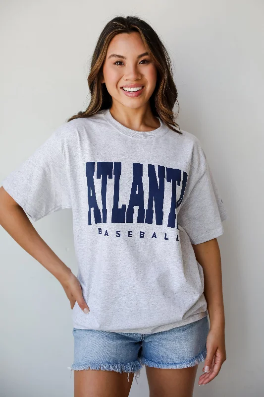 Heather Grey Atlanta Baseball Graphic Tee Plaid T-Shirt Polka Dot Checkered