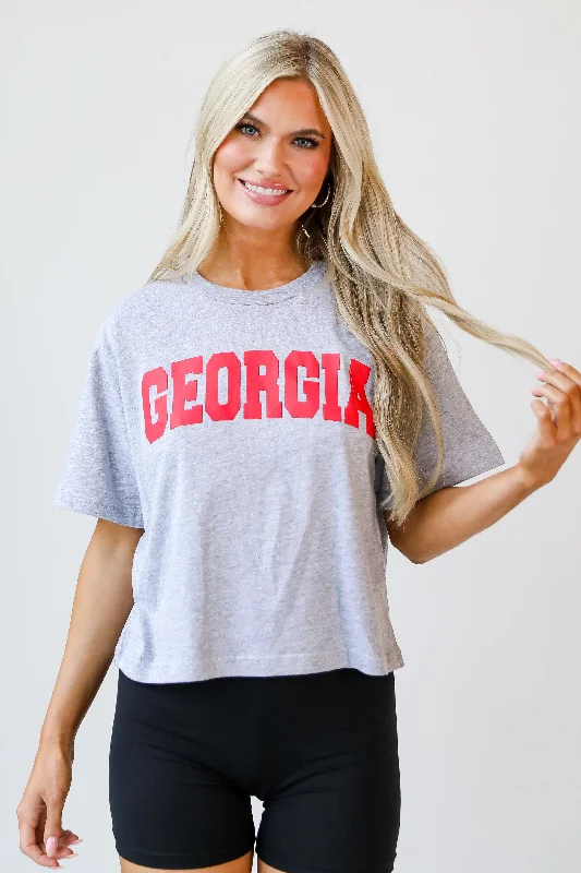 Heather Grey Georgia Cropped Tee Lace Blend Ribbed Blend Corduroy Blend