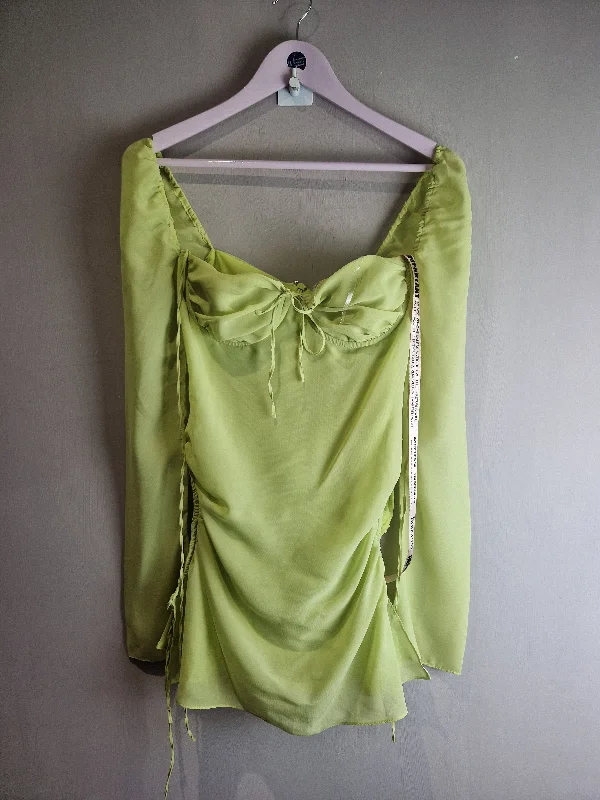 House of CB Baby Lime chiffon halter mini dress, new with tags  - size small Trendy Off-Shoulder Dress Mini