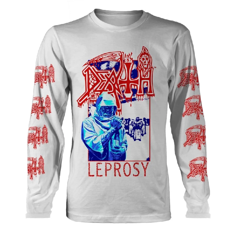 Death Unisex Long Sleeved T-shirt: Leprosy Posterized (back print) Modern Contemporary Chic