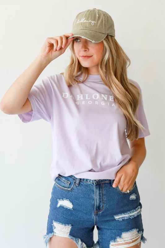 Lavender Dahlonega Georgia Block Letter Tee Collared Crew Neck Turtle Neck